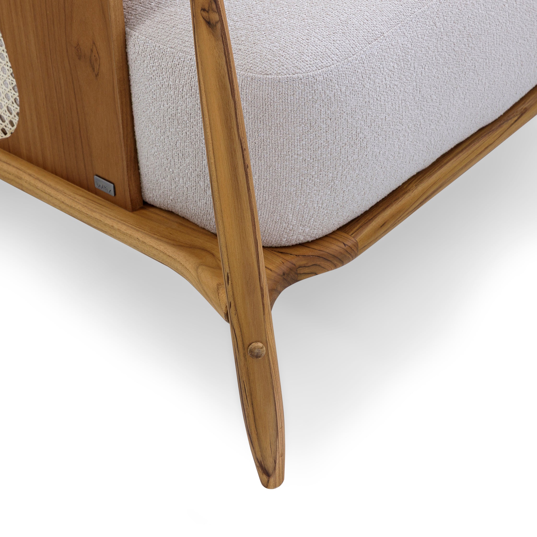 LAGUNA Accent Chair in Teak, Light Grey Fabric and Natural Cane