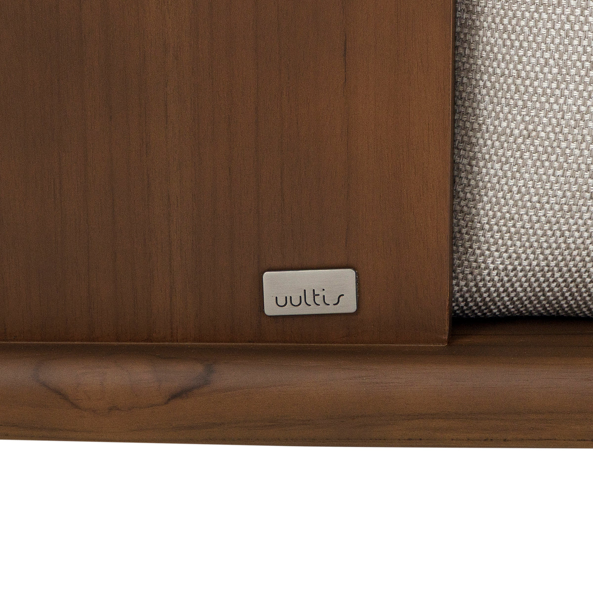 LAGUNA Accent Chair in Walnut, Light Grey Fabric and Mixed Light Cane