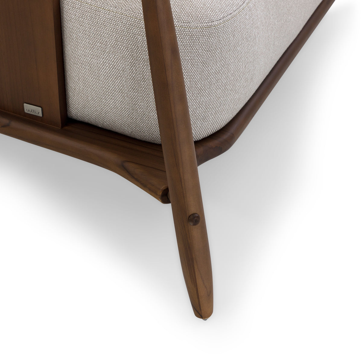 LAGUNA Accent Chair in Walnut, Light Grey Fabric and Mixed Light Cane