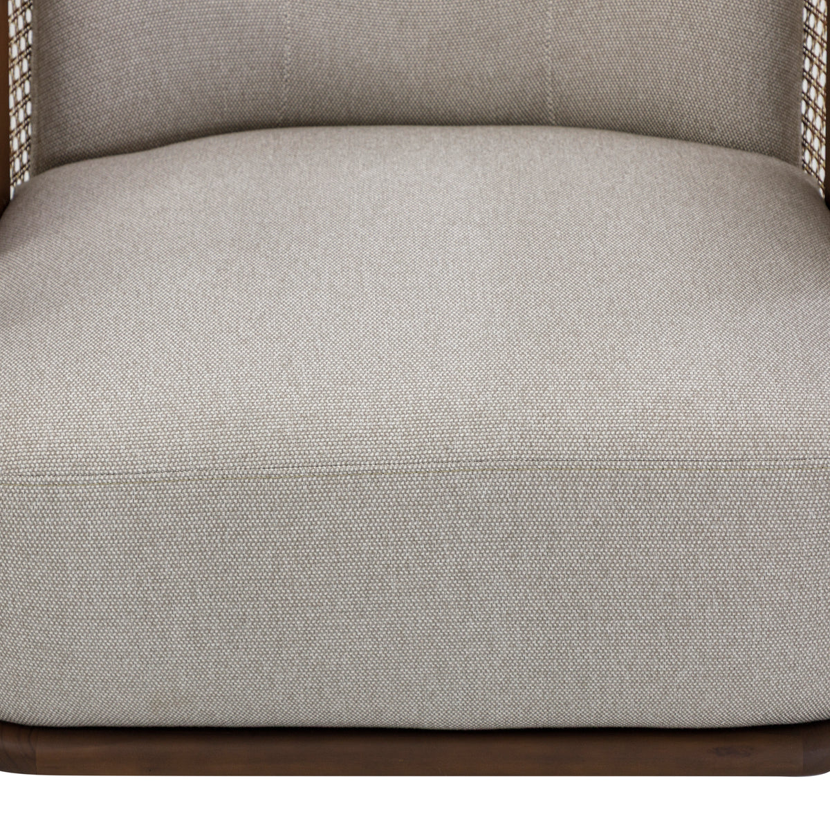LAGUNA Accent Chair in Walnut, Light Grey Fabric and Mixed Light Cane