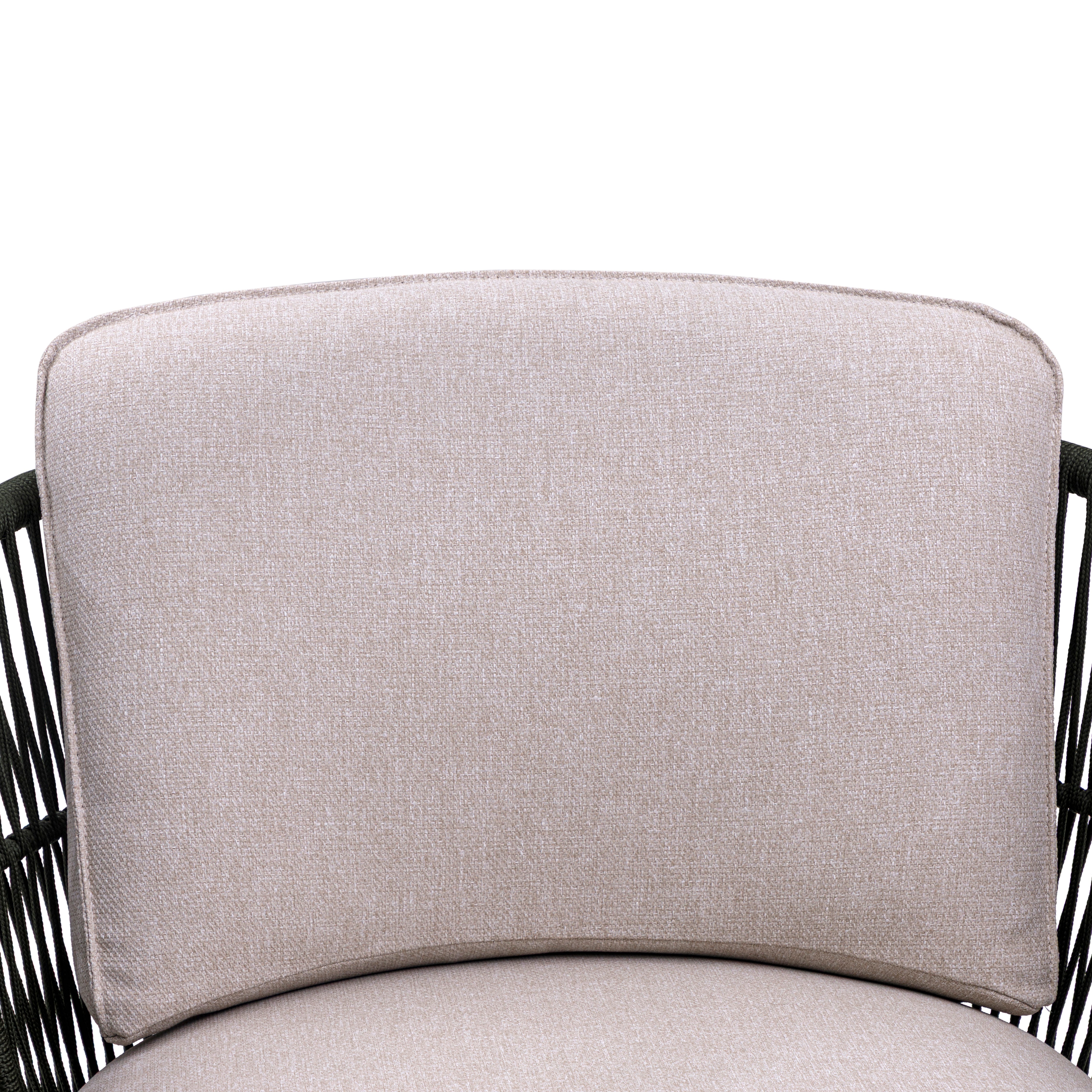 AMURA Outdoor Chair in Beige Fabric, Chocolate Metal and Green rope