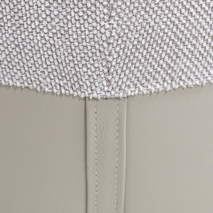 LIRIO Ottoman in White Fabric and Beige Leather