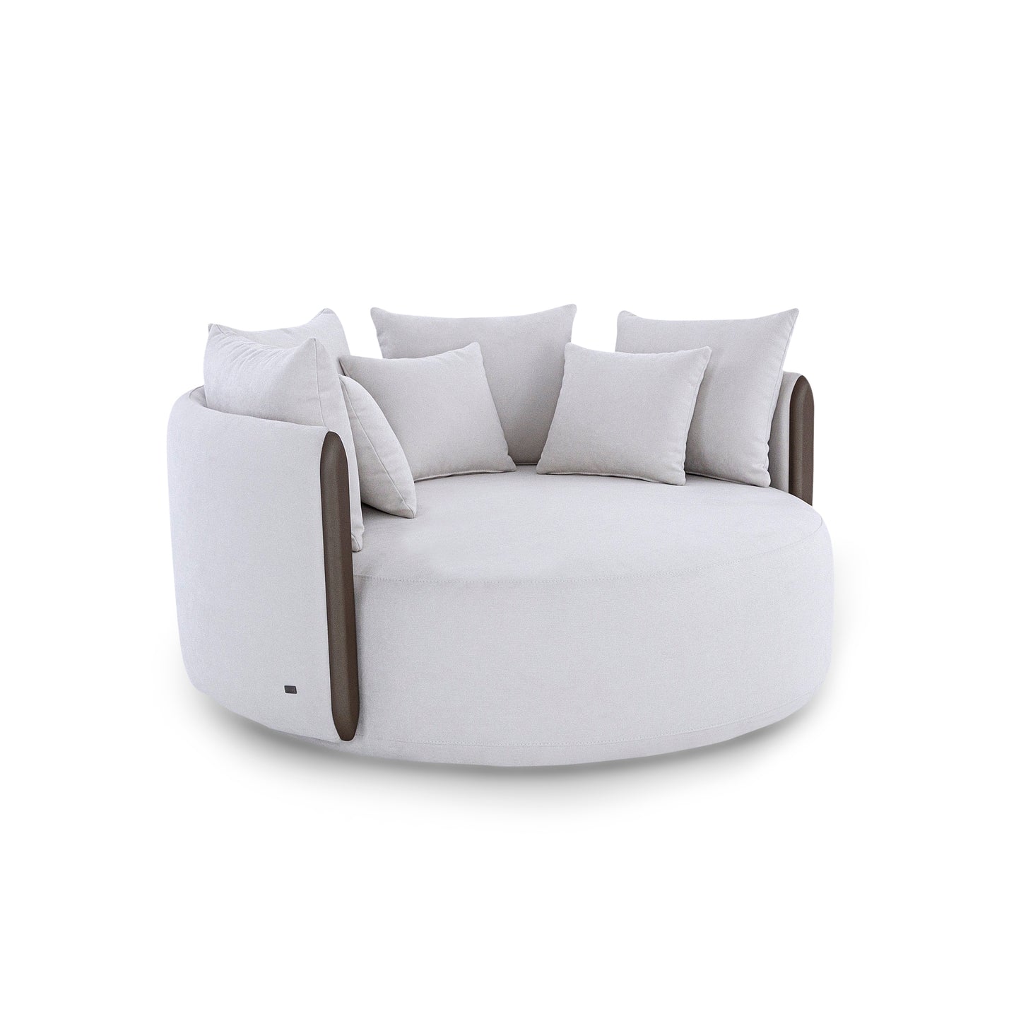 DOMO Chaise in Chocolate and White Fabric