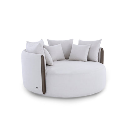 DOMO Chaise in Chocolate and White Fabric