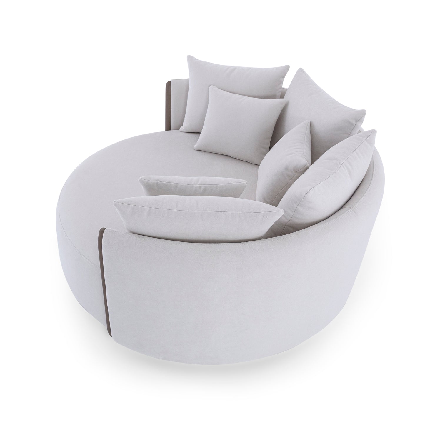 DOMO Chaise in Chocolate and White Fabric