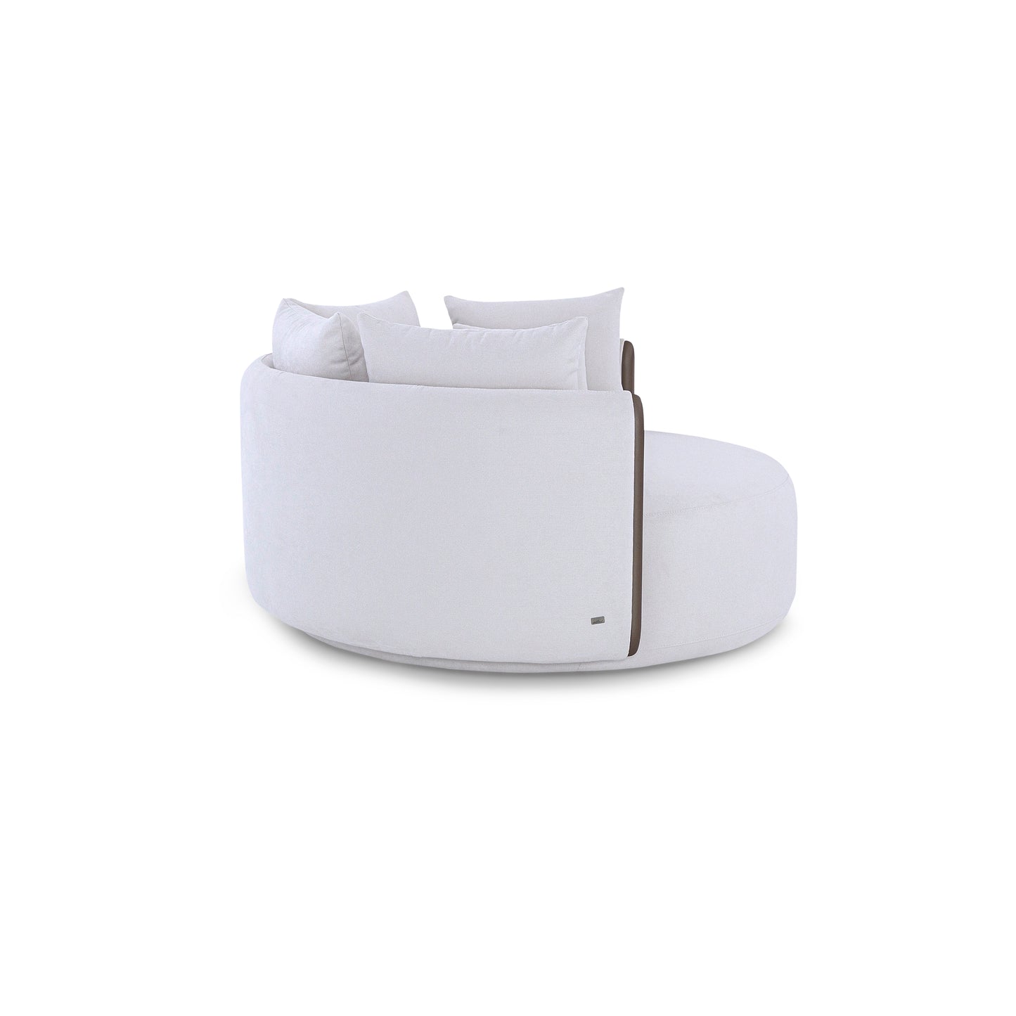DOMO Chaise in Chocolate and White Fabric
