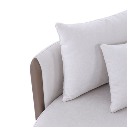 DOMO Chaise in Chocolate and White Fabric