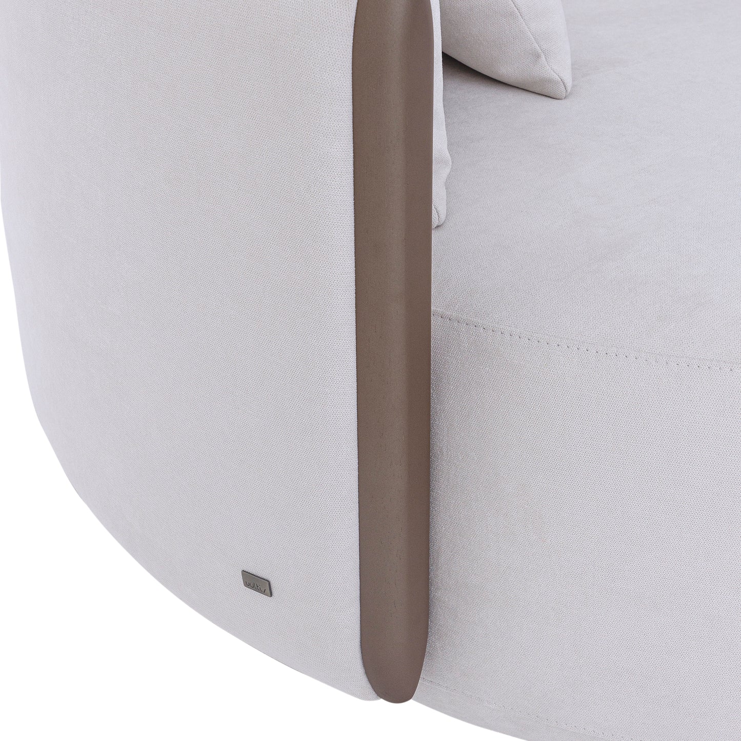 DOMO Chaise in Chocolate and White Fabric