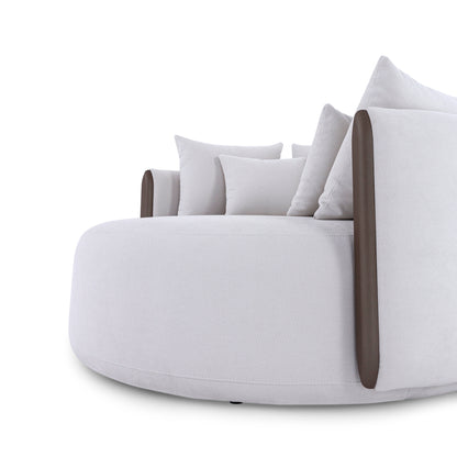 DOMO Chaise in Chocolate and White Fabric