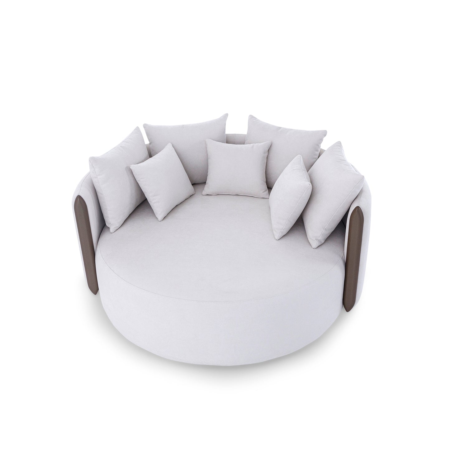 DOMO Chaise in Chocolate and White Fabric