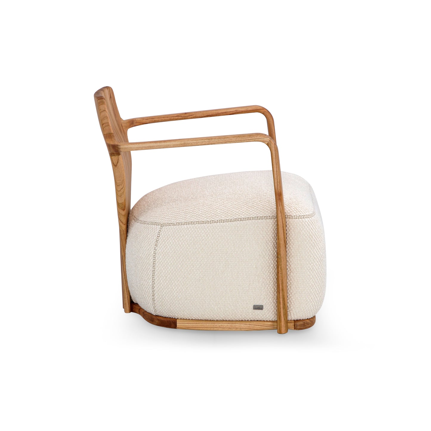 BONITO Armchair in Chinaberry and White Boucle fabric