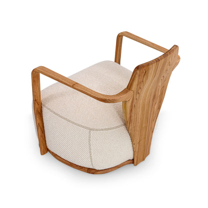 BONITO Armchair in Chinaberry and White Boucle fabric
