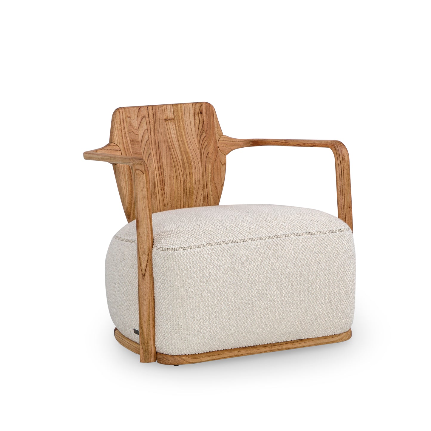 BONITO Armchair in Chinaberry and White Boucle fabric