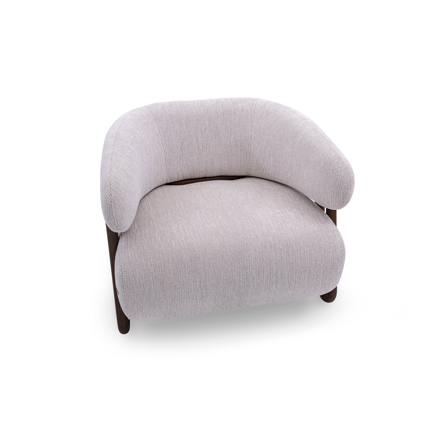 IPE Armchair in Walnut and Light Gray fabric