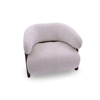 IPE Armchair in Walnut and Light Gray fabric