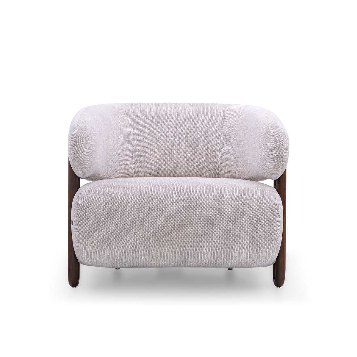 IPE Armchair in Walnut and Light Gray fabric