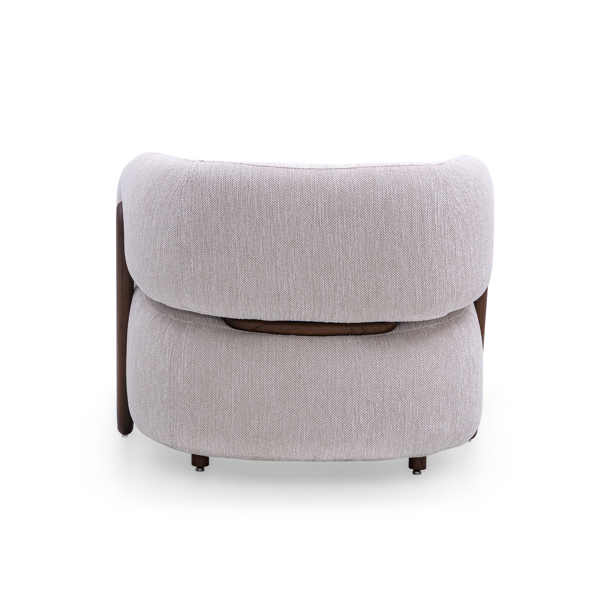 IPE Armchair in Walnut and Light Gray fabric