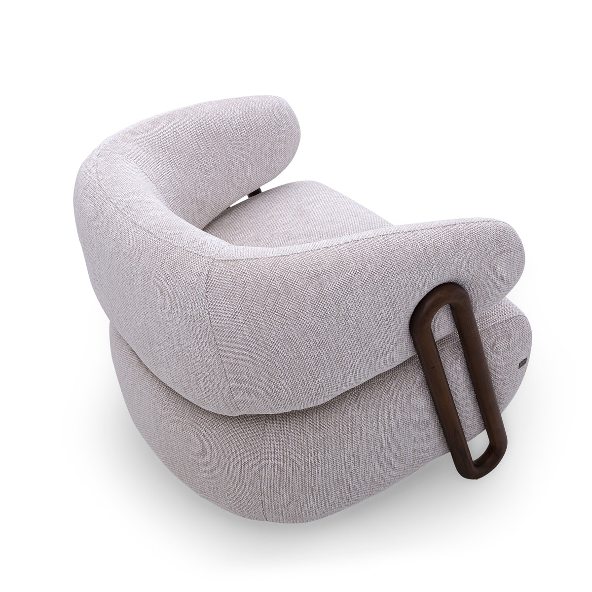IPE Armchair in Walnut and Light Gray fabric