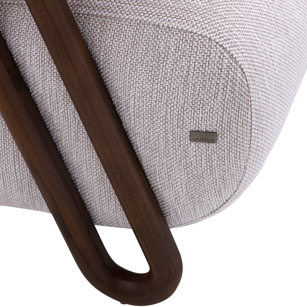IPE Armchair in Walnut and Light Gray fabric
