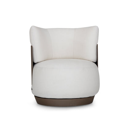 CAPITOLIO Armchair in Chocolate and White Fabric