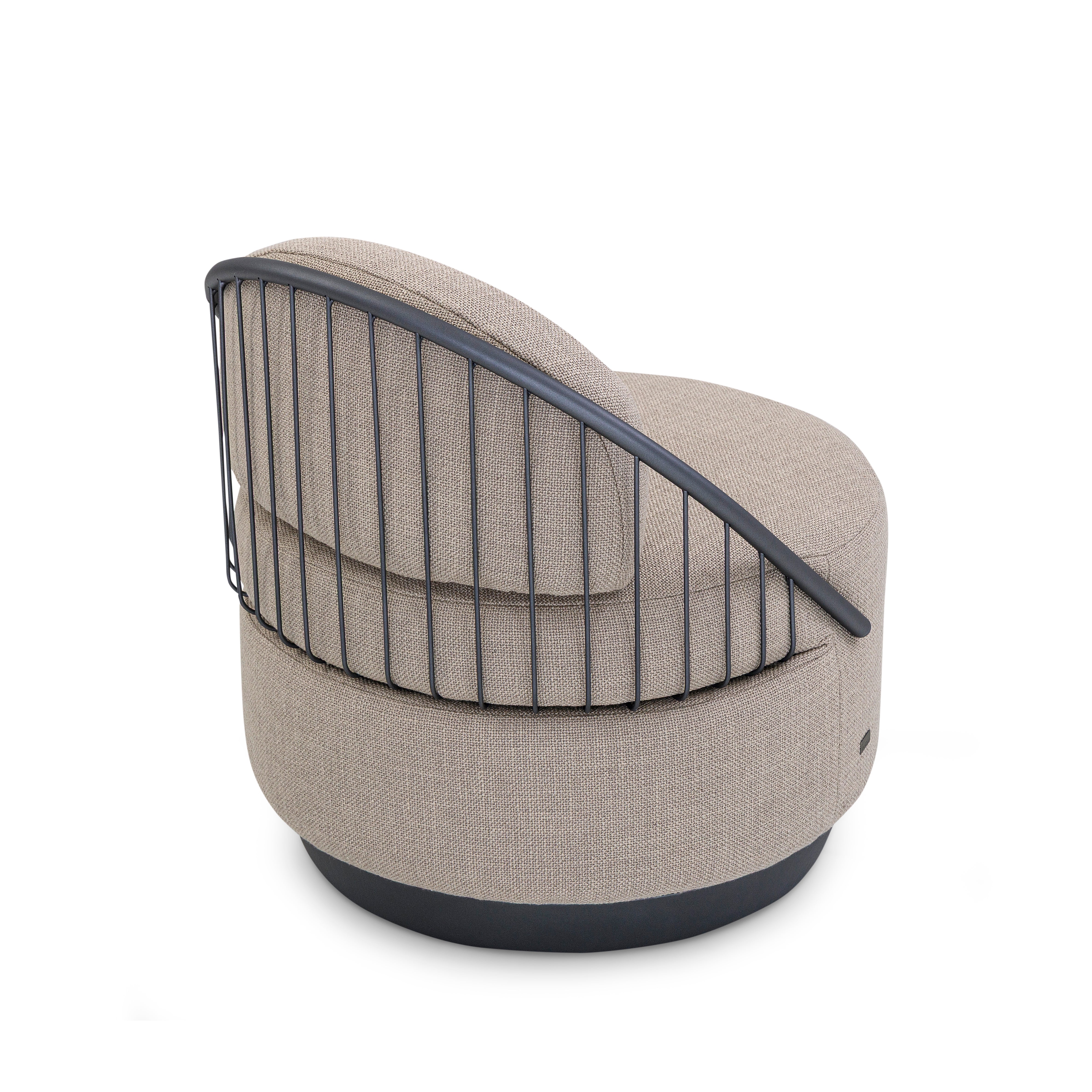 PARANOA Armchair in Graphite and Beige Fabric