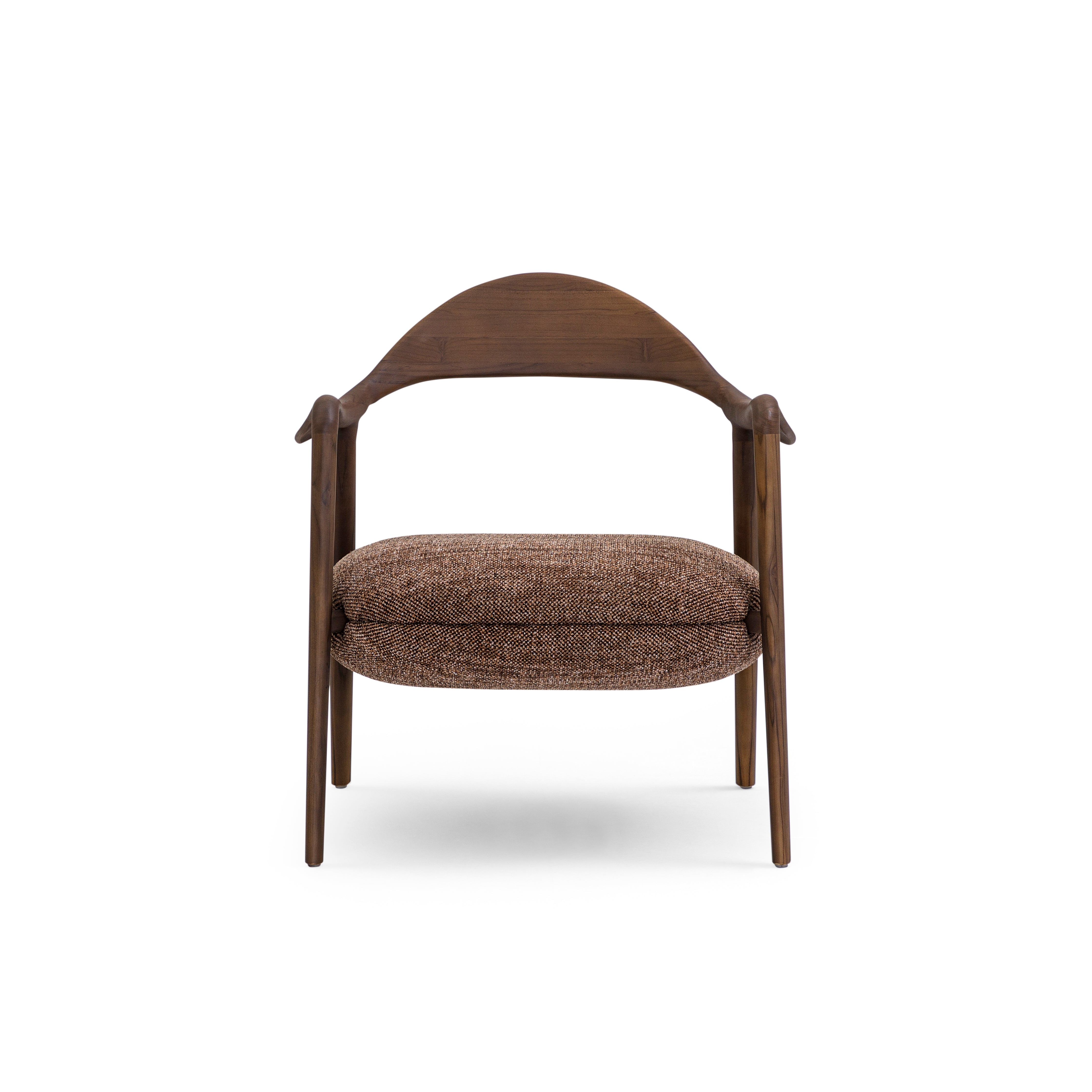 GARDA Armchair in Walnut and Brown Fabric