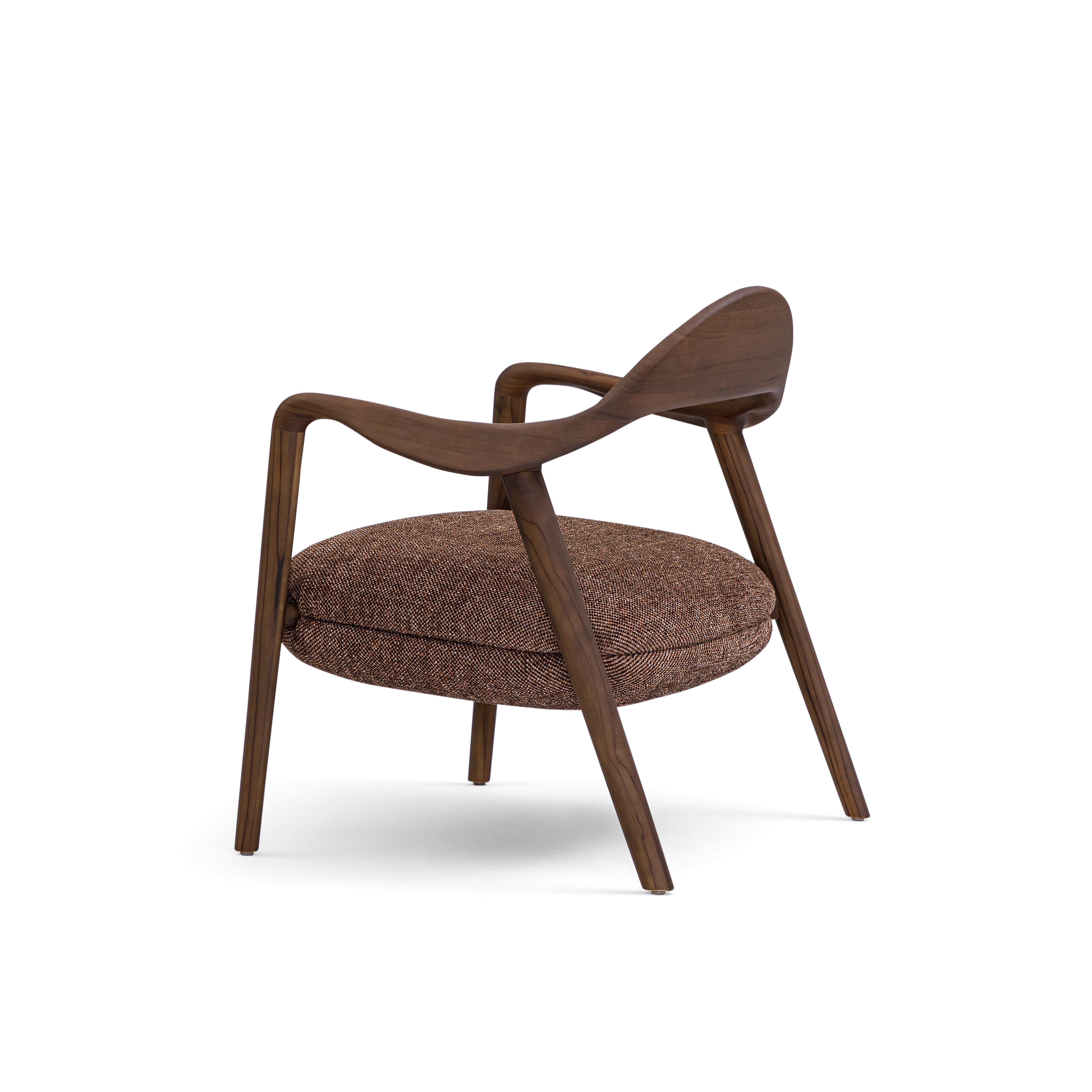 GARDA Armchair in Walnut and Brown Fabric