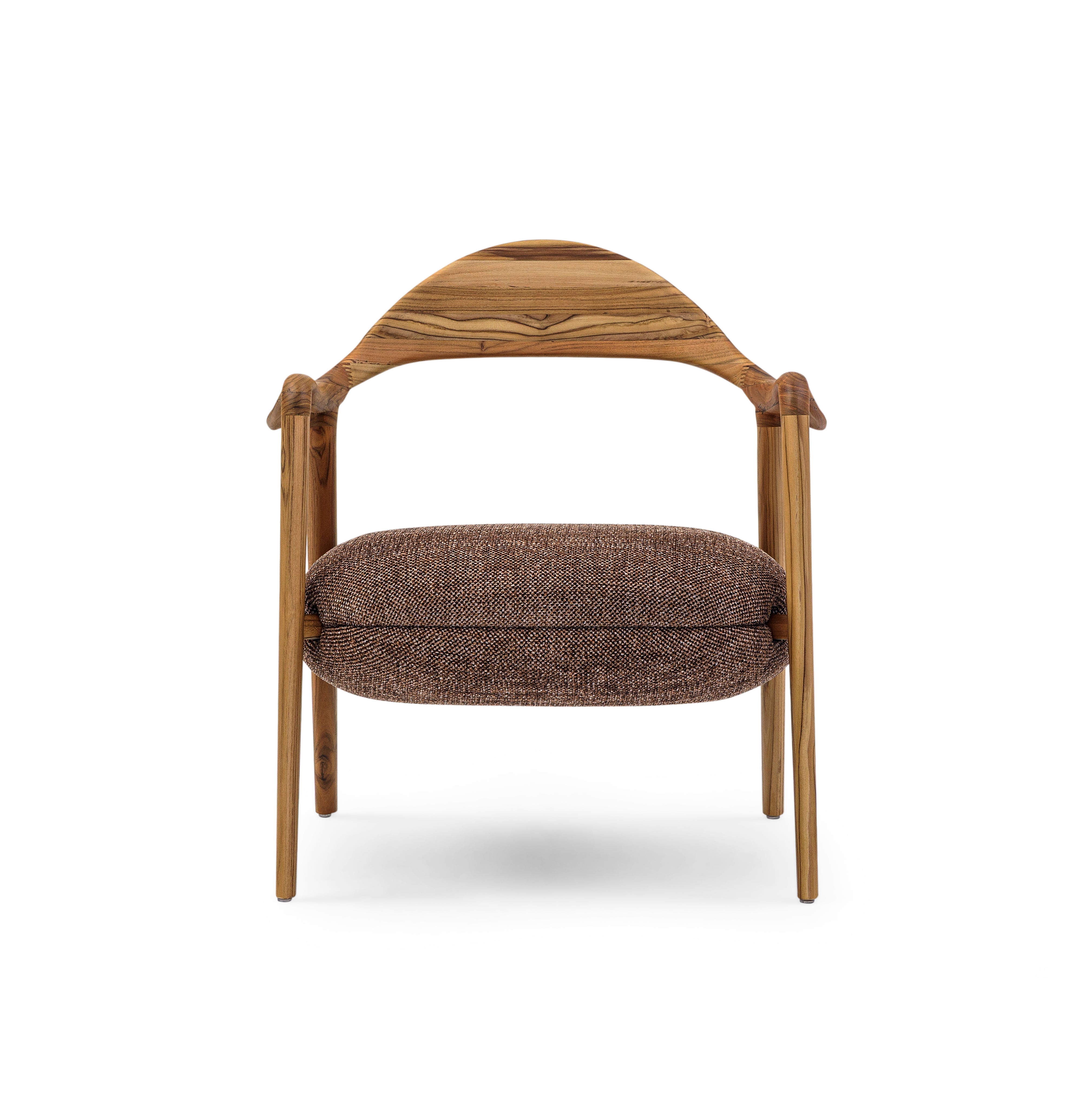GARDA Armchair in Teak and Brown Fabric