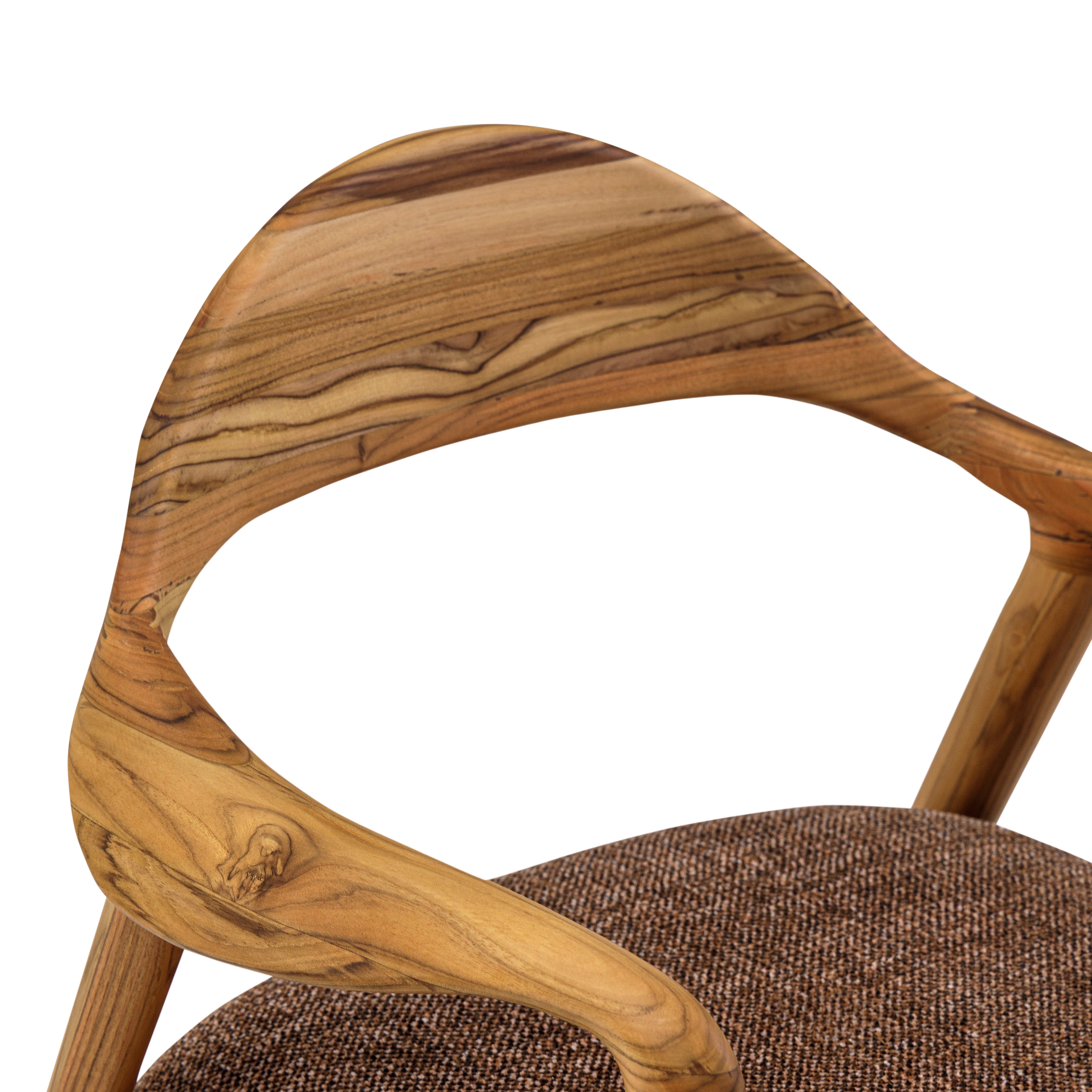 GARDA Armchair in Teak and Brown Fabric