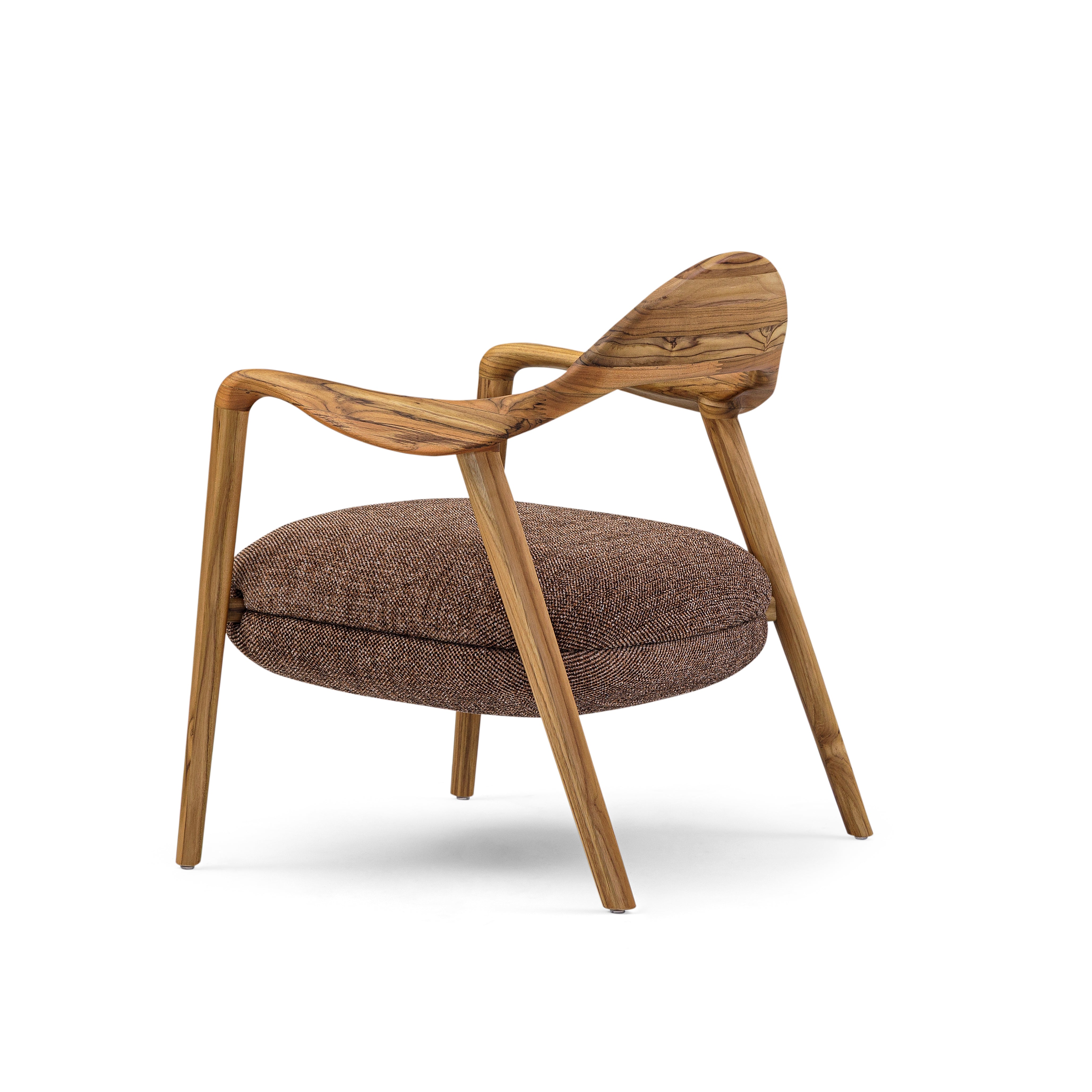 GARDA Armchair in Teak and Brown Fabric