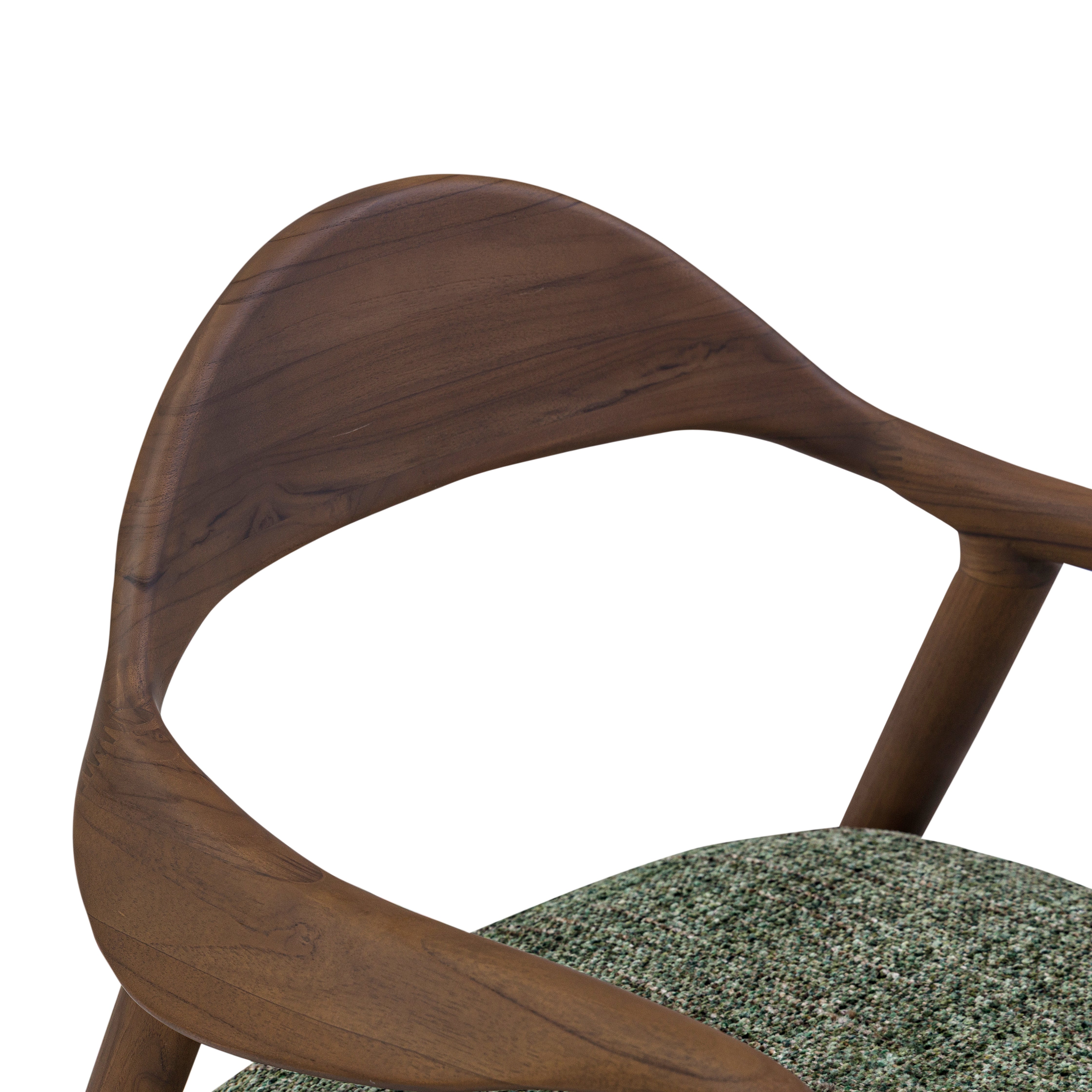 GARDA Armchair in Walnut in Green Fabric