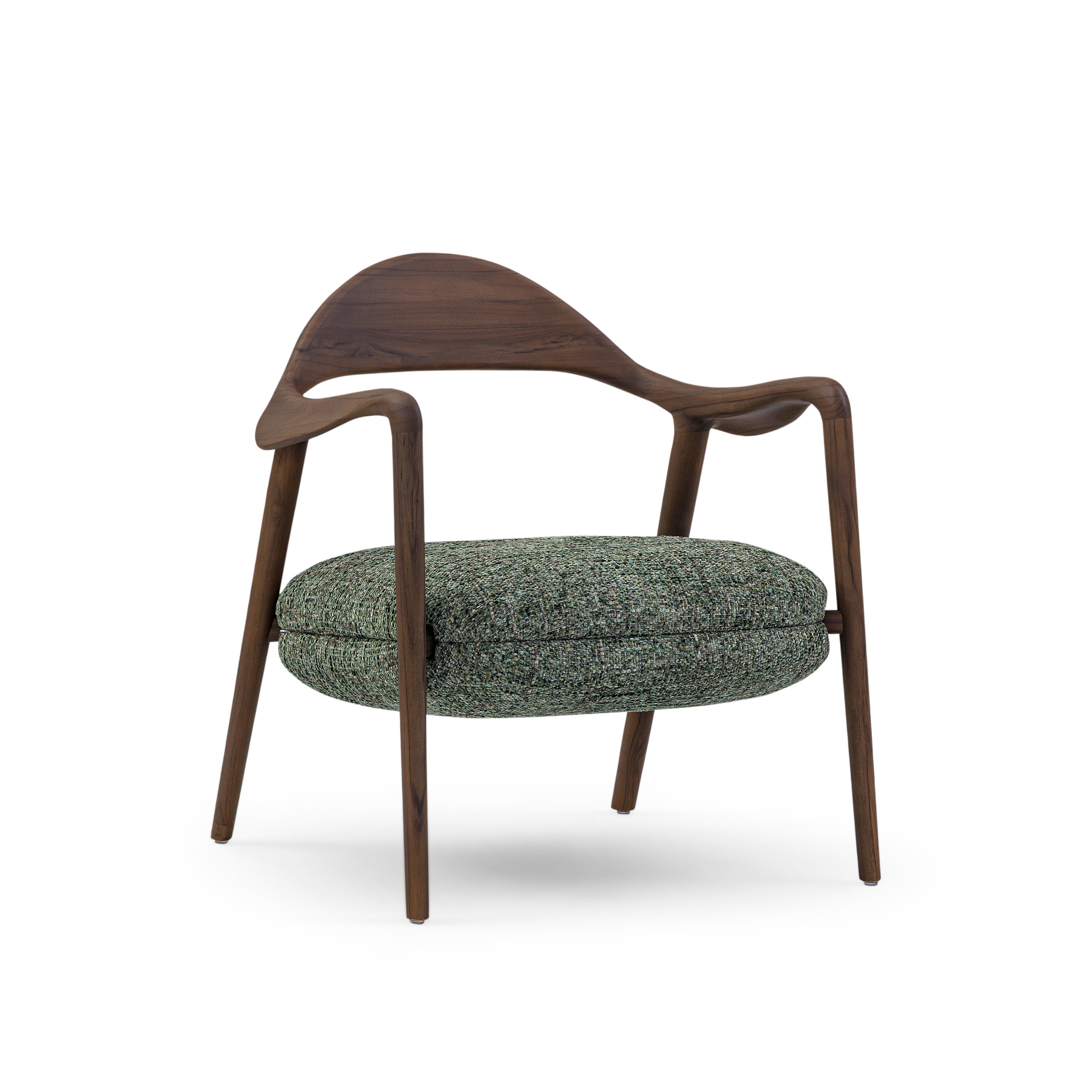 GARDA Armchair in Walnut in Green Fabric