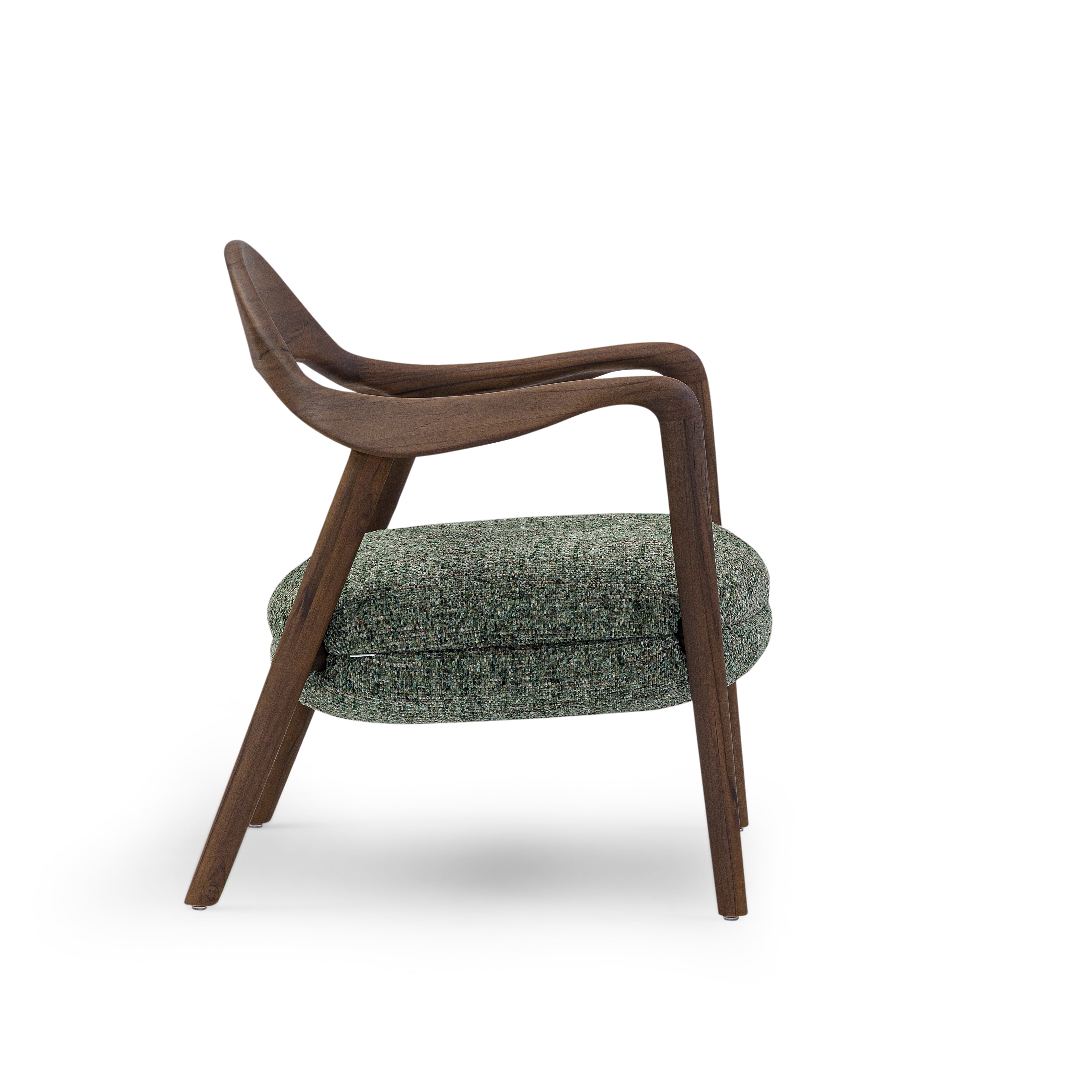 GARDA Armchair in Walnut in Green Fabric