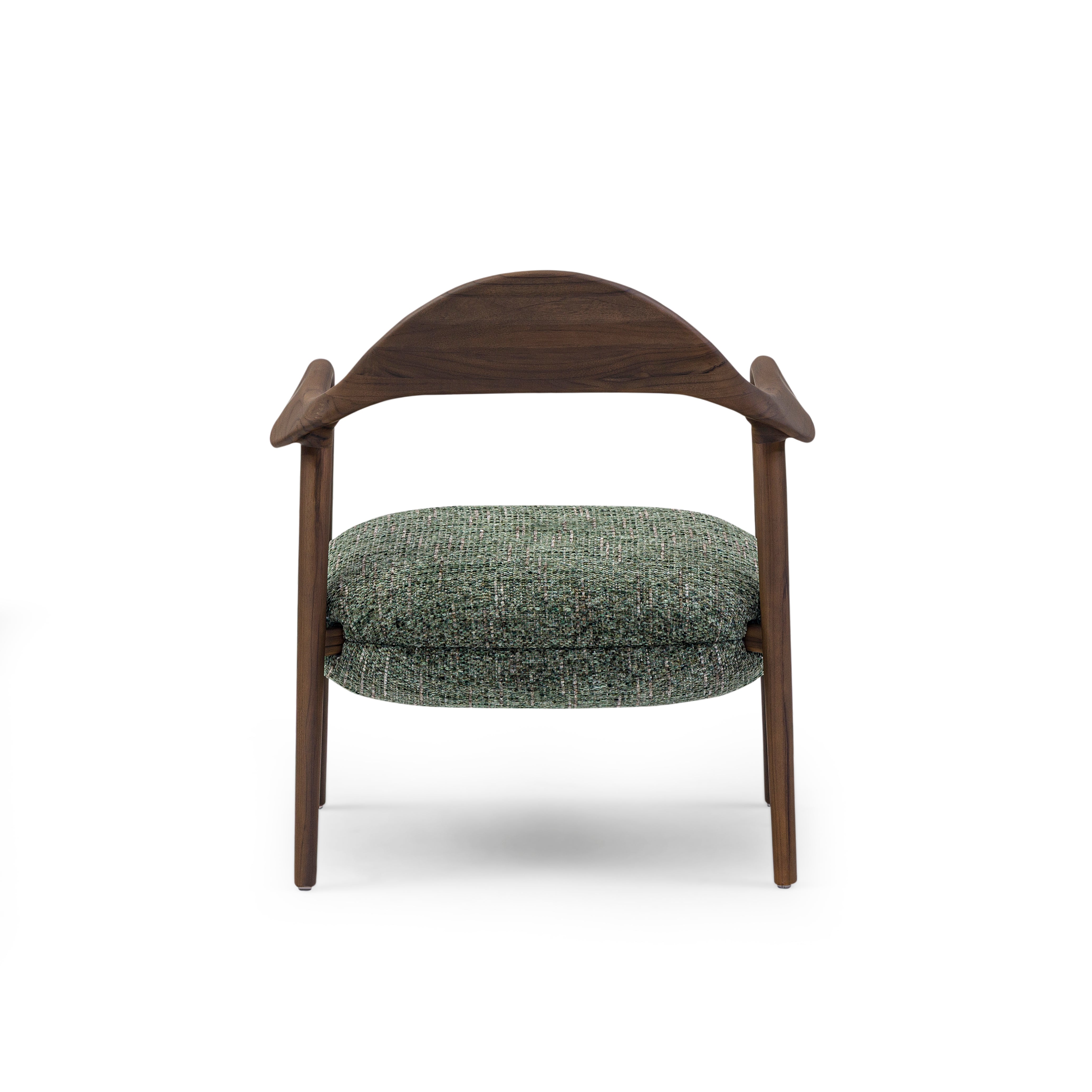 GARDA Armchair in Walnut in Green Fabric