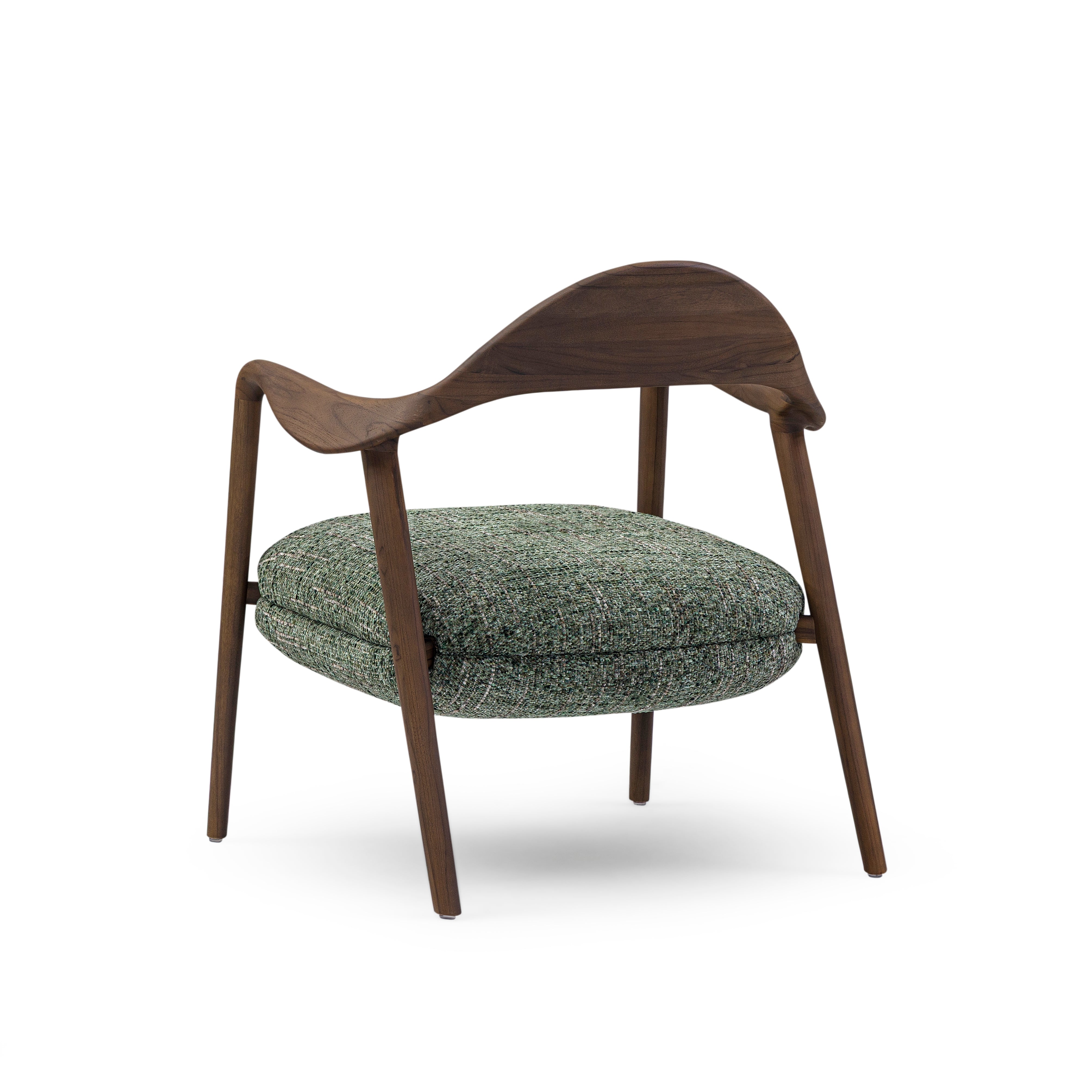 GARDA Armchair in Walnut in Green Fabric