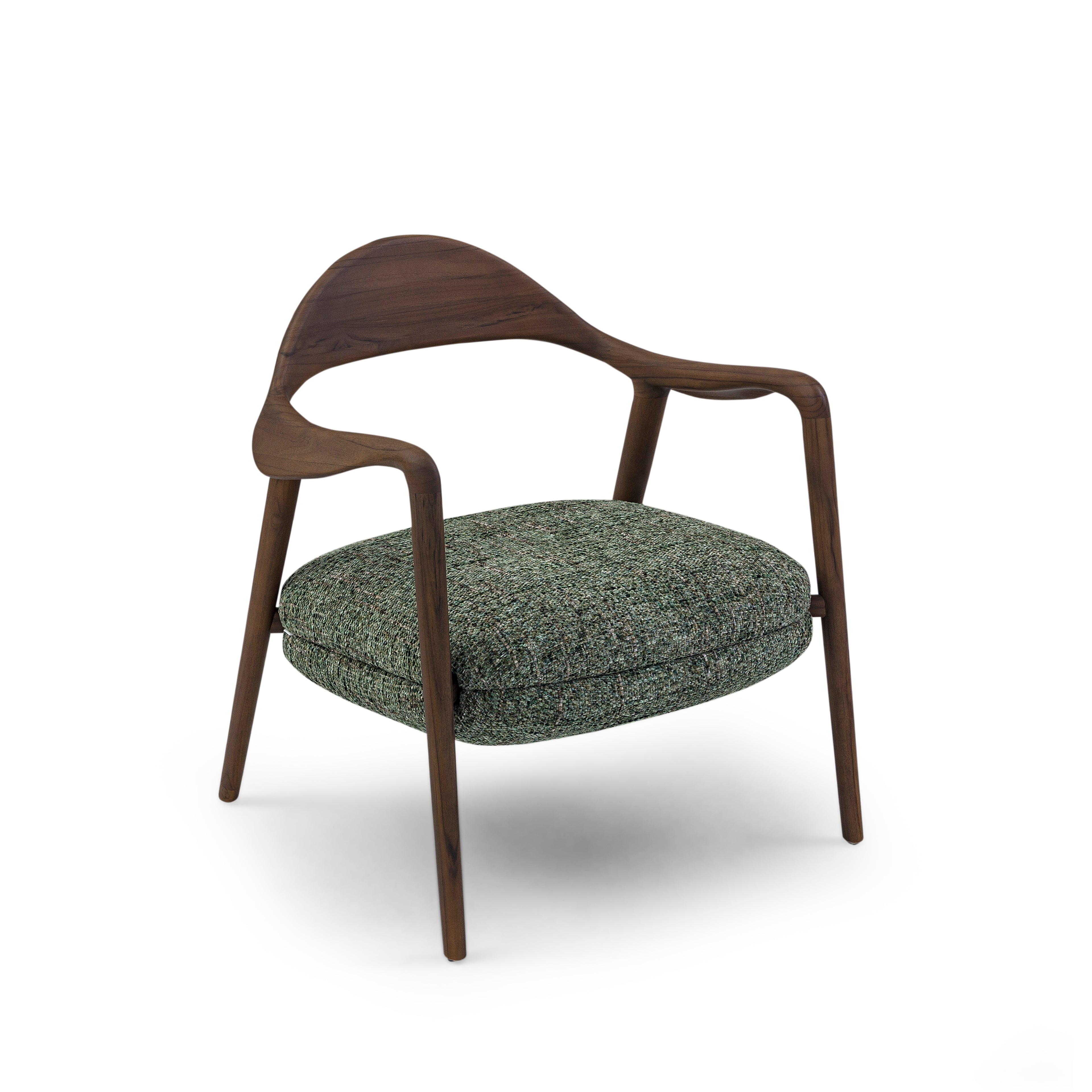 GARDA Armchair in Walnut in Green Fabric