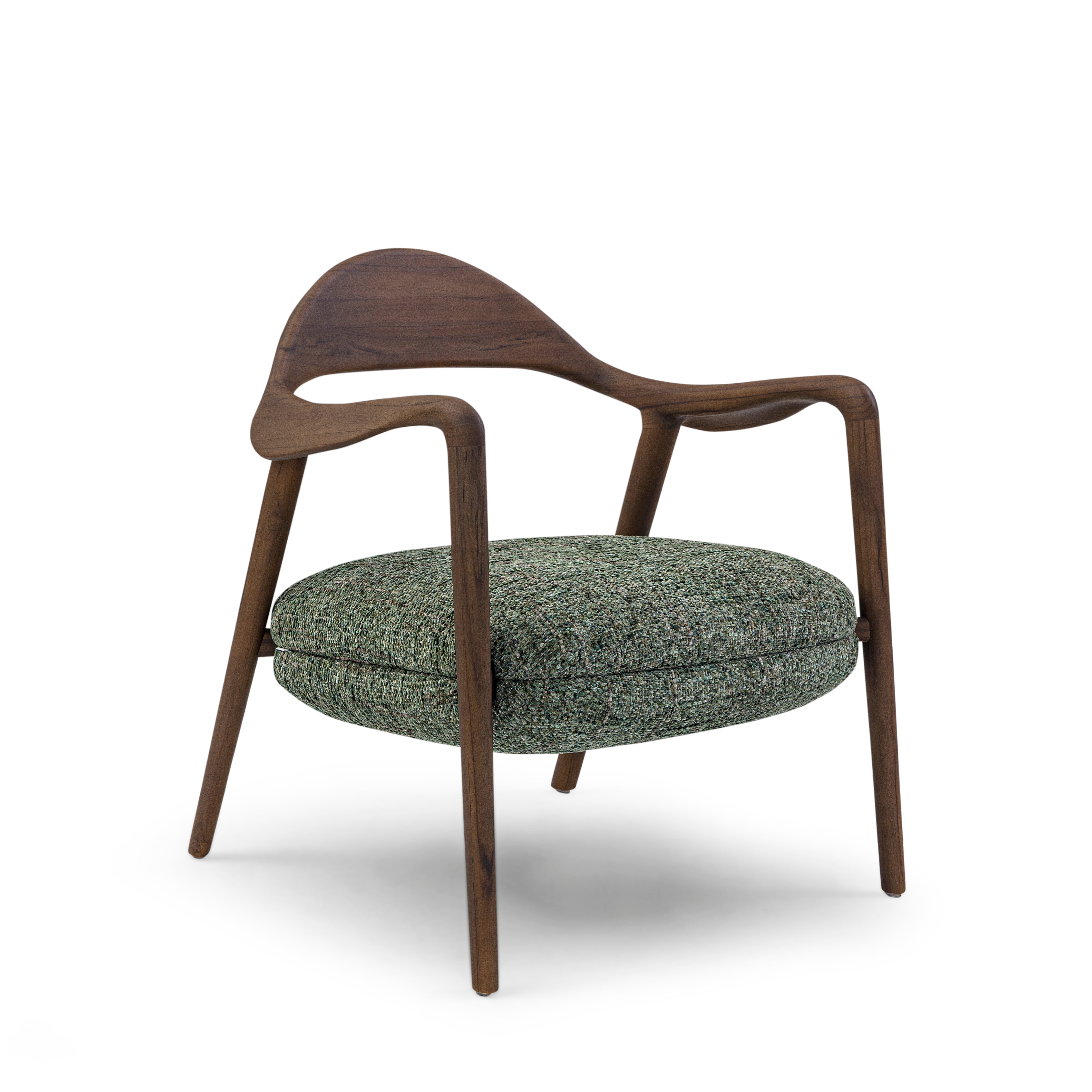 GARDA Armchair in Walnut in Green Fabric
