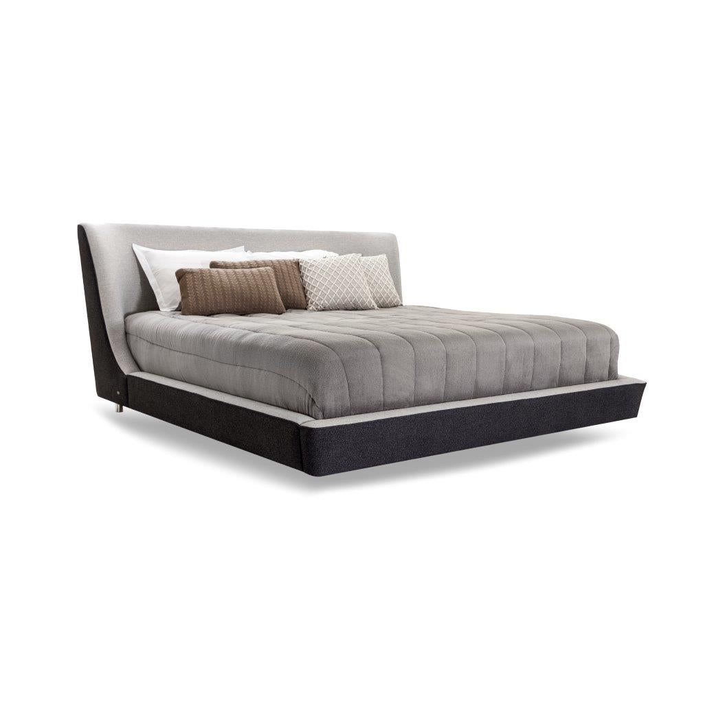 MUSA King Bed in Charcoal and Light Gray fabric