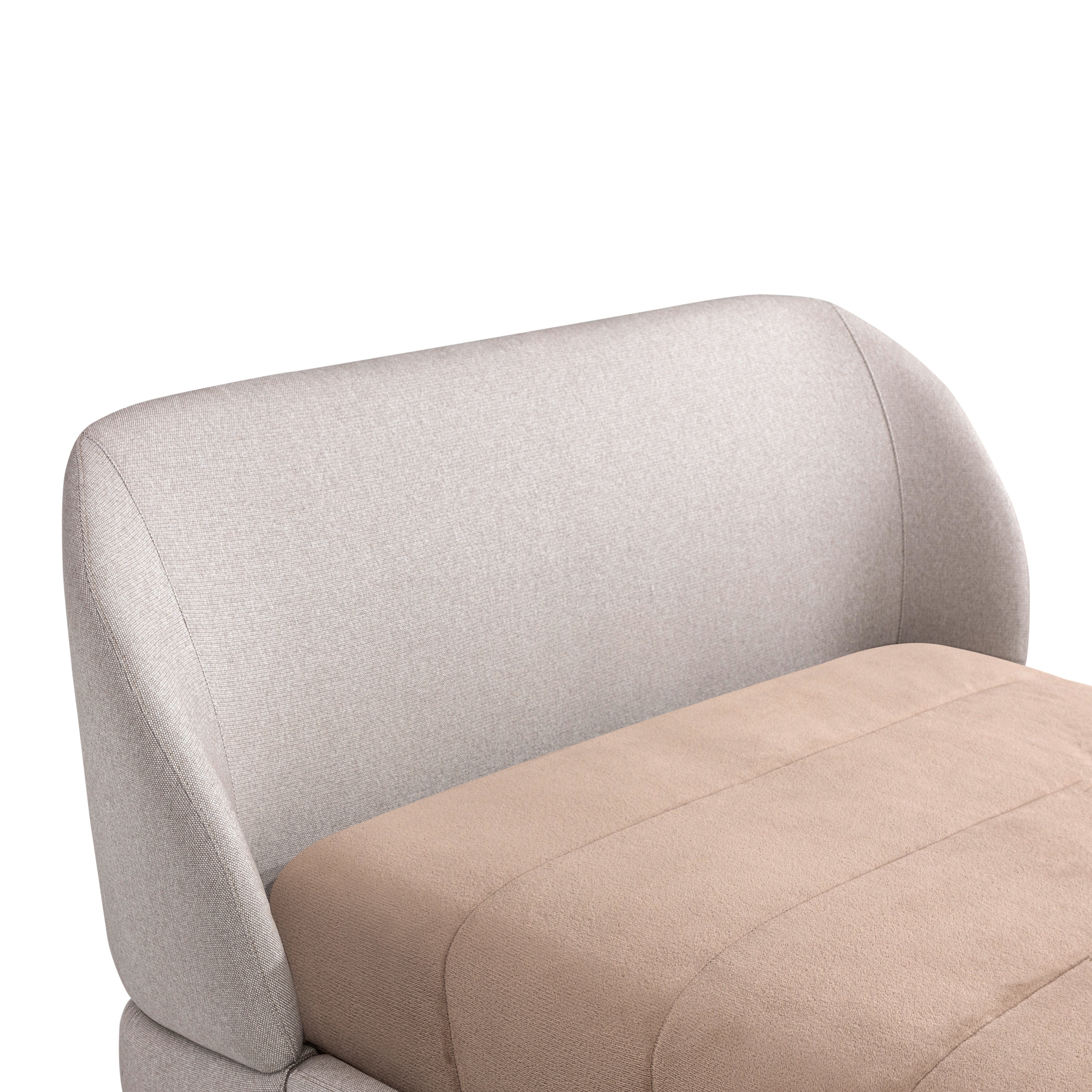 SENILIA Queen Bed in Walnut and Beige Fabric