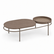 KORA Coffee Table in Chocolate Oak and Walnut Cane