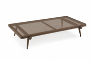 PLOT Coffee Table 63x26" in Chocolate and Walnut Cane