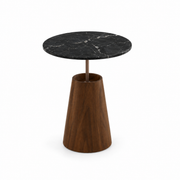 NYM Coffee Table 24" in Walnut, Chocolate Metal with Black Kouros Stone