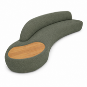 ORLA Right Corner Module in Green fabric and Teak 117"