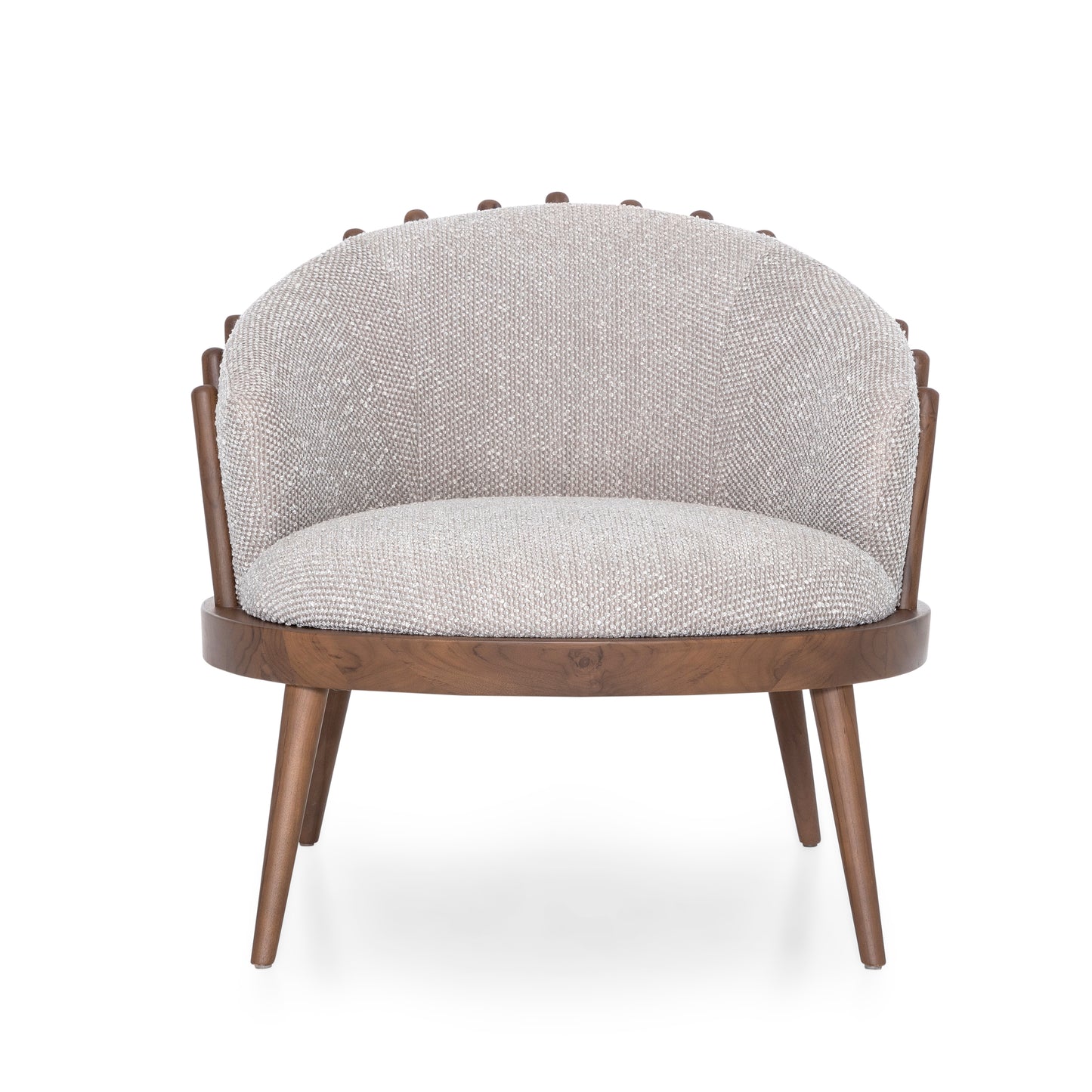 FANE Armchair in Walnut and Gray Fabric