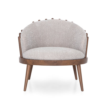 FANE Armchair in Walnut and Gray Fabric