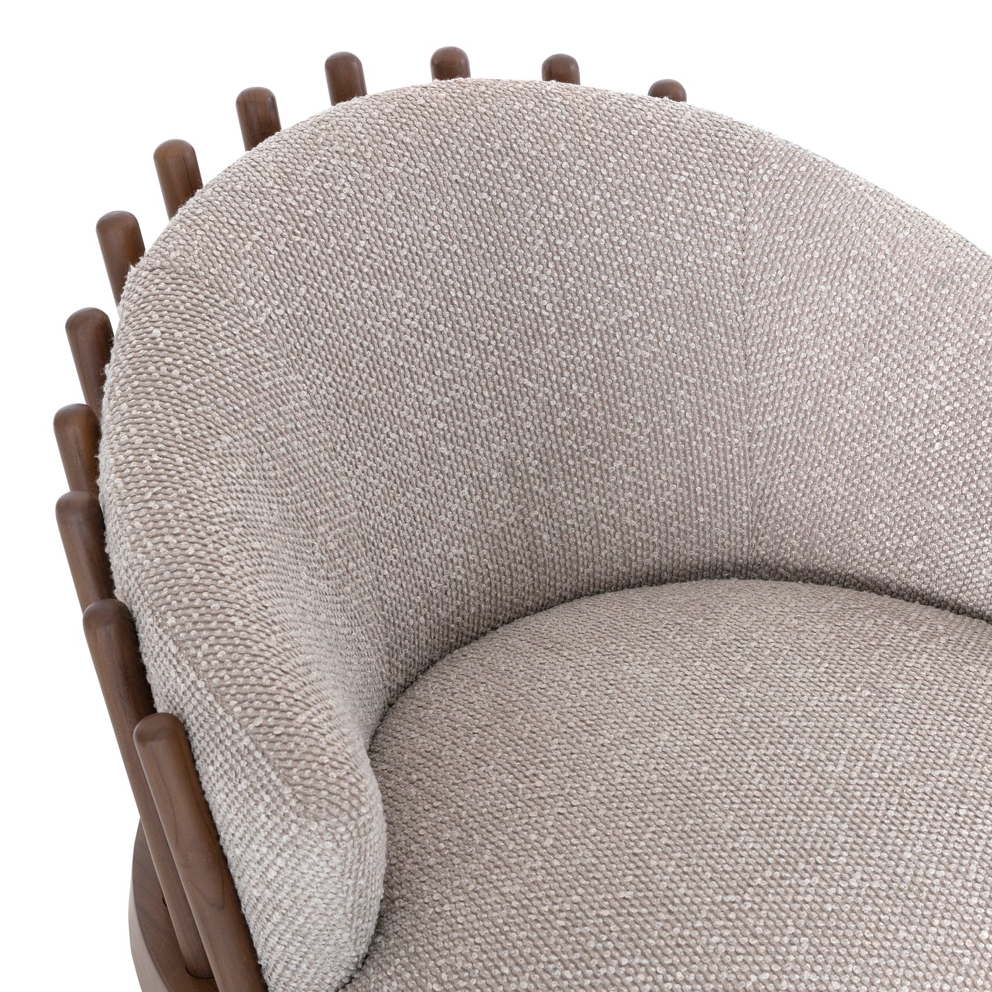 FANE Armchair in Walnut and Gray Fabric