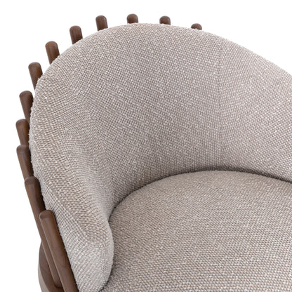 FANE Armchair in Walnut and Gray Fabric