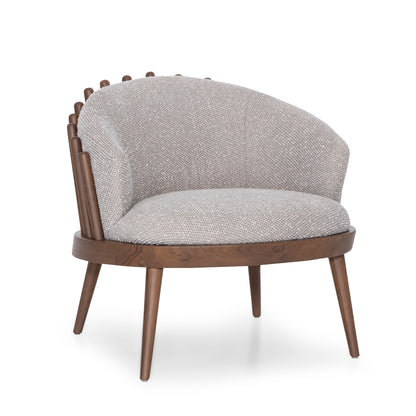 FANE Armchair in Walnut and Gray Fabric
