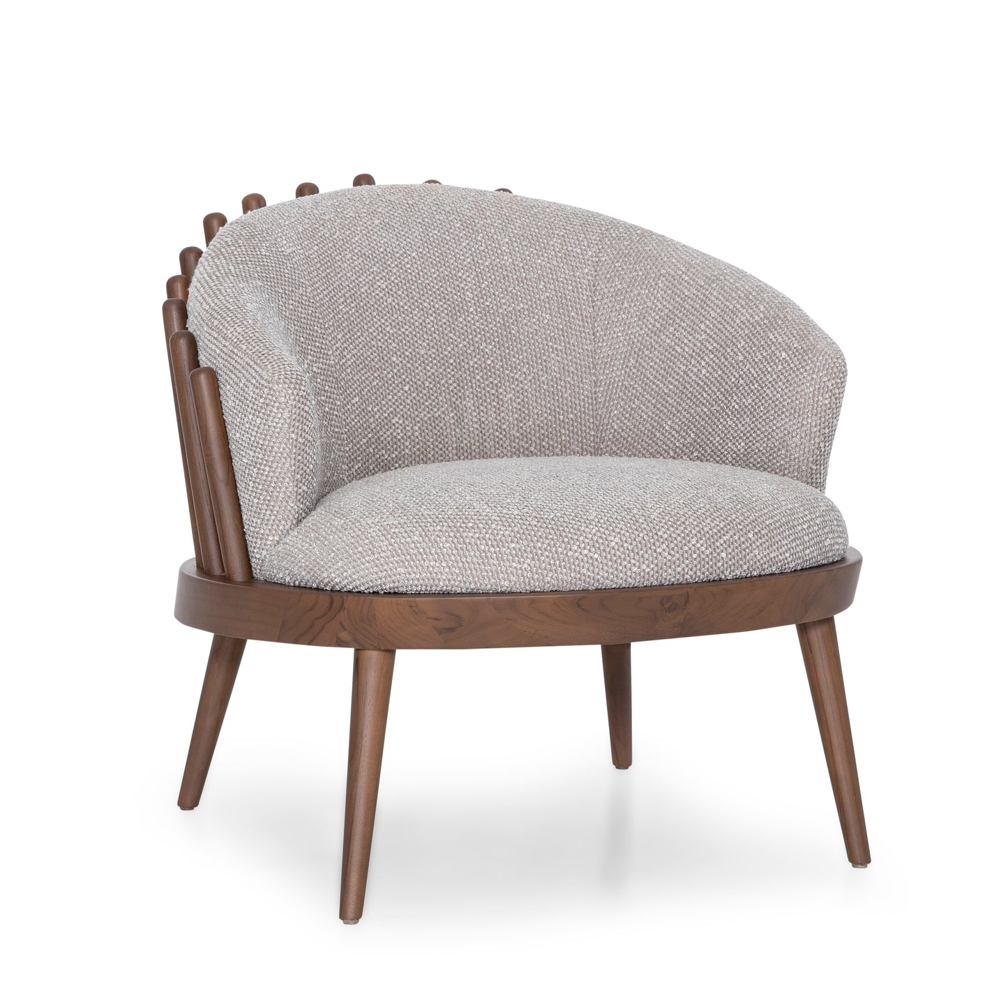 FANE Armchair in Walnut and Gray Fabric