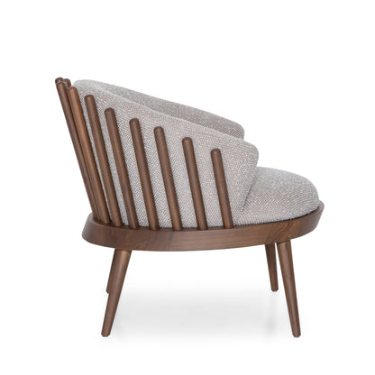 FANE Armchair in Walnut and Gray Fabric